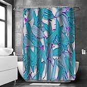 abordables Cortinas de ducha-Cortina de Ducha con Ganchos 180cm*180cm (70&quot;*70&quot;) de Poliéster Lavable Impermeable Patrón de Planta Floral de Paisaje