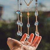 levne Lapače snů-suncatcher zlatý s krystaly, motiv s nebeským měsícem, krystaly odrážející světlo, design zlatého řetízku, měsíc a hvězdy (styl krystalové kapky)