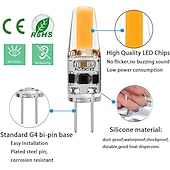 رخيصةأون أضواء LED ثنائي الدبوس-10 قطعة G4 LED لمبة قابلة للتعتيم AC / DC12-24V 2 واط 3 واط 1505 COB مصباح ليد بديل لمبة الهالوجين التقليدية لأضواء الثريا