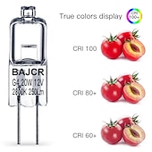 cheap LED Bi-pin Lights-BAJCR G4 Halogen Bulb 20W, 10 Pack Dimmable G4 Light Bulb for Under Cabinet Puck Light, Chandeliers, Track Lighting, AC/DC 12 Volt, T3 JC Type Bi-Pin G4 Base, Warm White 2800K