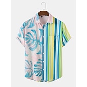 abordables Chemise de Bowling pour Hommes-Homme cocktail Filles hula Chemise Chemise de quilles Chemise boutonnée Manche Courte Rétro Vintage Tropique Mode Casual Plage Eté Printemps Col rabattu Imprimer Bouton bas Blanche Jaune Vert Claire