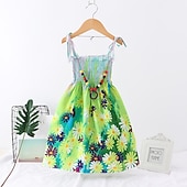 preiswerte Casual Kleider-kinderkleidung Mädchen Kleid Blumen Tier Karikatur Ärmellos Casual Aktiv Täglich Baumwolle Knielang Blumenkleid Sommerkleid Sommer Frühling 4 Jahre + 8601 Regenbogenstange 8602 orange 8602 lila