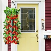 abordables accesorios para el cuidado de las plantas-bolsa de cultivo de fresa colgante, bolsa de cultivo de fresa con 8 agujeros para tomate de fresa y pimiento bolsa de cultivo de tomate al revés, bolsa de cultivo de verduras, suministros de jardinería