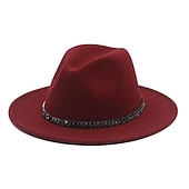 billige Ville vesten-Hatter Ull / Acryl Fedora Formell Bryllup cocktail Royal Astcot Enkel Klassisk Med Kjede Ren Farge Hodeplagg Hodeplagg