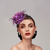 billige Coiffer-fascinators håndlaget kentucky derbyhatt brudehodeplagg fjærhodeplagg barnesceneforestilling fjærhodeplagg hårbøyle