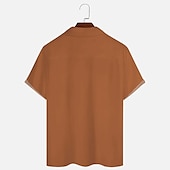 preiswerte Herren Bowling-Shirt-Herren Farbblock Geometrische Muster Hemd Sommerhemd Lässiges Hemd Kurzarm Modisch 1950s Brautkleider schlicht Urlaub Täglich Ausgehen Sommer Lagerkragen Bedruckt Schwarz Blau Orange Grün