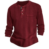 preiswerte Lässiges Henley-T-Shirt-Herren T Shirt Henley Shirt langarmshirt Glatt Rundhalsausschnitt Strasse Täglich Langarm Button-Down Bekleidung Modisch Designer Brautkleider schlicht Komfortabel