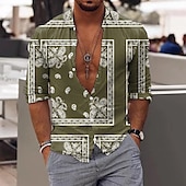 olcso Ocean Print-Férfi Horgony Trópusi növények Ing Hawaii ing Aloha ing Rövid ujjú Ing Térfogatcsökkenés Szüret Tropikus Sportok Utca Hétköznapi Hawaii Fekete Sárga Fekete / Barna S M L