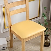 economico Copertura per sedia-fodera per sedia da pranzo impermeabile fodera per sedia elasticizzata fodera per sedia elastica in pelle sintetica nera per cene in hotel matrimoni morbidi rimovibili lavabili