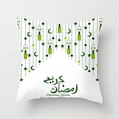 billiga Kuddfodral för semester-ramadan kareem kuddfodral eid mubarak 1 st mjukt dekorativt fyrkantigt kuddfodral örngott för sovrum vardagsrum soffa soffstol maskintvättbar