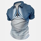 preiswerte Geometrisches Poloshirt für Herren-Herren Grafik Poloshirts mit Reißverschluss Golfshirt Kurzarm Polo-Shirts Hemden mit Kragen Lässig Urlaubskleidung Rave-Kleidung Party-Outfits 3D-Druck Viertelreißverschluss-Poloshirt Weiß Gelb Rote