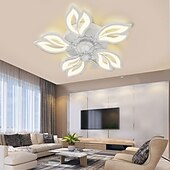 cheap Ceiling Fan Lights-LED Ceiling Fans Dimmable with Remote Contral Flower Design Flush Mount Ceiling Lamp Acrylic Lampshade Chandelier Bedroom Living Room
