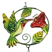 cheap Dreamcatcher-1pc Kingfisher Glass Painted Wind Chime Outdoor Handicraft Hanging Ornament For Window Balcony Garden Decor 16x78cm/6.3&#039;&#039;x30.7&#039;&#039;