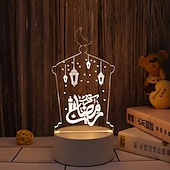 رخيصةأون أضواء زينة رمضان-عيد مبارك ثلاثية الأبعاد زينة ضوء الليل أكريليك led إسلامي مسلم رمضان مهرجان لوازم للديكور المنزل مصباح ليلي ديكور غرفة نوم