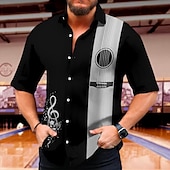 economico Camicia da Bowling da Uomo-Per uomo Strumento musicale Camicia Camicia Estiva Camicia da Bowling Manica Corta Moda Anni 1950 Casual Vacanza Quotidiano Uscire Estate Collo ripiegato Stampato Rosso Blu Marrone Verde Grigio