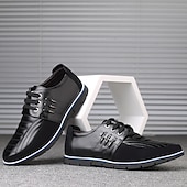 preiswerte Sneaker für Herren-Freizeit-Schnürschuhe aus Kunstleder für Herren – stylische blaue und schwarze Low-Top-Sneaker mit rutschfester Sohle für den Alltag und halbformelle Anlässe