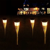 abordables Projecteurs extérieurs-2 pièces jardin extérieur solaire bambou torche lumière paysage voie solaire torche lumière solaire voie pelouse lampes spotligh partie décoration lampe