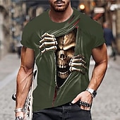cheap Skull &amp; Bone-Men&#039;s Unisex Skull Graphic Prints T shirt Halloween Shirt Funny T Shirts Short Sleeve T shirt 3D Print Crew Neck Shirt Designer Casual Big and Tall Daily Holiday Black Blue Green Summer Clothing