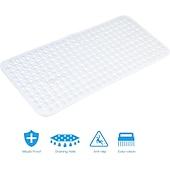 preiswerte Rutschfeste Badewannenmatte-Badematte, rutschfeste Badewannenmatte, antibakterielle Duschmatte, extra lang, 90 x 40 cm, starker Saugnapfgriff, maschinenwaschbar, BPA-frei, ungiftig, phthalatfrei, latexfrei
