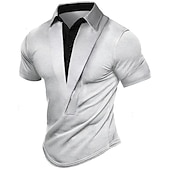 billiga grundläggande t-shirts-Herr Henleytröja Kortärmad V-hals Slät Designer Ledigt Retro Utomhus Dagliga kläder Drak Grey Svart Marinblå Topp t-shirt för män