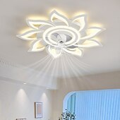 cheap Ceiling Fan Lights-LED Ceiling Fans Dimmable with Remote Contral Flower Design Flush Mount Ceiling Lamp Acrylic Lampshade Chandelier Bedroom Living Room