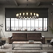 cheap Chandeliers-LED Chandelier Black on Wheels 20-Light Large Round Rustic Countryside Chandelier Industrial Light Fixture for Dining Room Living Room Kitchen Island Foyer Hallway