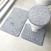 billiga 3PC Badrumsmatta set-3 st badmatta halkfria badrumsmattor, ultramjuk halkfri badmatta och absorberande badmattor, inkluderar u-formad konturmatta, toalettlocksöverdrag