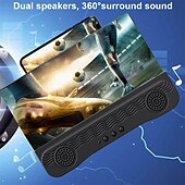 abordables Supports de téléphone-4 in1 bluetooth 5.0 loupe d&#039;écran de téléphone portable agrandisseur 3d 12 pouces support de loupe support de bureau support pour téléphone