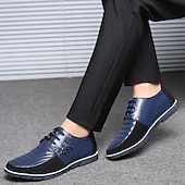 preiswerte Sneaker für Herren-Freizeit-Schnürschuhe aus Kunstleder für Herren – stylische blaue und schwarze Low-Top-Sneaker mit rutschfester Sohle für den Alltag und halbformelle Anlässe