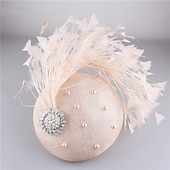 billiga Hattar och fascinators-fascinators hattar Huvudbonad Lin Formell Kentucky Derby Hästrace Damernas dag cocktail Elegant Mode Glam Med Fjäder Hårbonad Huvudbonader