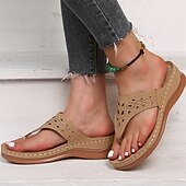Women's Beige Cut-Out Leather Slip-On Sandals with Cushioned Sole - Comfortable Summer Footwear for Casual Everyday Wear 13