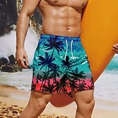 ieftine Plante și flori tropicale-Bărbați Grafic Copac de cocos Pantaloni Scurți de Înot Pantaloni Scurti Chiloți Înot Talie medie Șic Stradă Hawaiană Boho Casual Zilnic Concediu Cordon cu căptușeală din plasă Talie elastică Designer