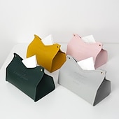 cheap Storage &amp; Organization-Leather Tissue Box Nordic Car Tissue Box INS Home Living Room Decoration Bedroom Kitchen Desktop Storage Box Napkin Holder