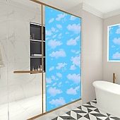 cheap Nature&amp;Landscape Wallpaper-Cool Wallpapers Blue Wallpaper Wall Mural Self adhesive PVC waterproof 3D blue sky white cloud color decoration film Bedroom living room ceiling wall sticker instant paste a roll of 17.72*74.78inches