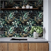 billiga Tapeter-coola tapeter grön tapet väggmålning blad gren skala och sticka tapeter avtagbar pvc/vinyl självhäftande 17,7&quot;x118&quot;(45cmx300cm)