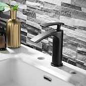 cheap Bathroom Sink Faucets-Bathroom Waterfall Sink Faucet, Basin Mixer Taps Tall Short Brass, Deck Mounted Single Handle One Hole Tap with Hot and Cold Hose Vessel Water Tap Washroom
