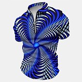 preiswerte Geometrisches Poloshirt für Herren-Herren Grafik Poloshirts mit Reißverschluss Golfshirt Kurzarm Polo-Shirts Hemden mit Kragen Lässig Urlaubskleidung Rave-Kleidung Party-Outfits 3D-Druck Viertelreißverschluss-Poloshirt Weiß Gelb Rote