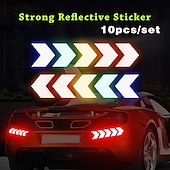 abordables Decoración y protección de la carrocería-10 unidades/juego de pegatinas autoadhesivas de colores surtidos para coche, cinta de señal de flecha reflectante autoadhesiva