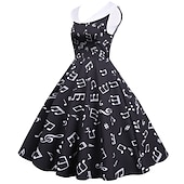ieftine Rochii-Retro / vintage 1950 Rochie de epoca Rochie leagăn Rochie Flare Note muzicale Pentru femei Carnaval Mascaradă Casul / Zilnic Petrecerea Burlăcițelor Adulți Rochie Rochii de acasă