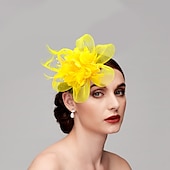cheap Fascinators-Elegant Feather Net Fascinators Hats with Feathers Fur Floral 1PC Special Occasion Kentucky Horse Race Ladies Day Headpiece dress to impress Race Day Dress