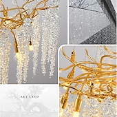 billige Lysekroner-led lysekroner moderne luksus, 23,6&quot;/31,2&quot; 8/12-lys gullkrystall for hjemmeinteriør kjøkken soverom jern kunst tregren lampe kreativ lampe lys varm hvit 110-240v