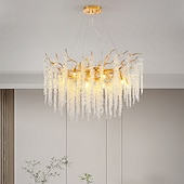 billige Lysekroner-led lysekroner moderne luksus, 23,6&quot;/31,2&quot; 8/12-lys gullkrystall for hjemmeinteriør kjøkken soverom jern kunst tregren lampe kreativ lampe lys varm hvit 110-240v