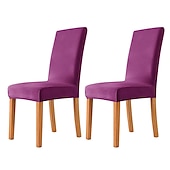 cheap Dining Chair Cover-2 Pcs Dining Chair Cover Burgundy Velvet Stretch Chair Seat Slipcover Spandex with Elastic Bottom Protector for Dining Room Wedding Ceremony Durable Washable