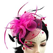 お買い得  ファシネーター-フェザー / ネットファシネーター ケンタッキーダービーハット / 鳥かごベール 1 枚付き 結婚式 / パーティー / イブニング / レディースデー ヘッドピース