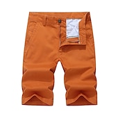preiswerte Arbeitsshorts-Herren Shorts Kurze Hosen Chino Bermuda Shorts Bermudas Tasche Glatt Komfort Atmungsaktiv Outdoor Täglich Ausgehen Baumwollmischung Modisch Strassenmode Armeegrün Orange