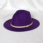 billige Partyhatter-Hatter Ull / Acryl Fedora Formell Bryllup cocktail Royal Astcot Enkel Med Ren Farge Hodeplagg Hodeplagg