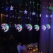 levne Ramadán dekorace světla-elegantní svatební hostina ramadán eid string lights - 12pcs moon &amp;amp; hvězda, 2,5m led záclonová lampa, svatba &amp;amp; festivalová dekorace, neonová lucerna pohádková světla pro svátek eid al-fitr