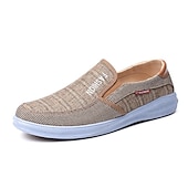 billiga Slip-ons och loafers till herrar-Herr Tofflor och Slip-Ons Slip-on sneakers Promenad Klassisk Ledigt Utomhus Dagligen Kanvas Andningsfunktion Loafers Kaffe Grå Randig Vår Höst