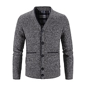 preiswerte Herren Strickjacke-Herren Pullover Strickjacke Fleece Pullover Stricken Strick Feste Farbe V Ausschnitt Stilvoll Täglich Bekleidung Winter Rote Blau XS S M