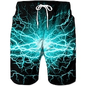 cheap Geometric Print-Men&#039;s Optical Illusion Lightning Graphic Prints Swim Trunks Swim Shorts Board Shorts Mid Waist Hawaiian Boho Casual Daily Holiday Drawstring with Mesh lining Elastic Waist Designer Clothing Apparel